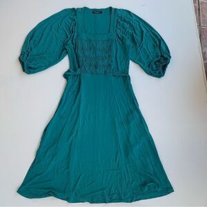 Vintage Betsey Johnson New York Women’s 8 ? Green Bishop Sleeve Midi Dress Smoke